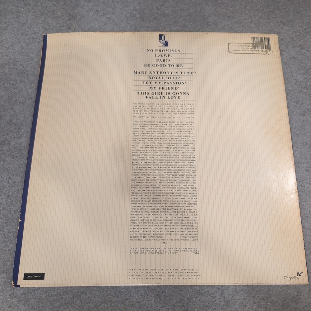 Tyka Nelson Royal Blue Vinyl LP 1988 Chrysalis BFV-41643 Promo Gold Stamp VG+ - Picture 2 of 5